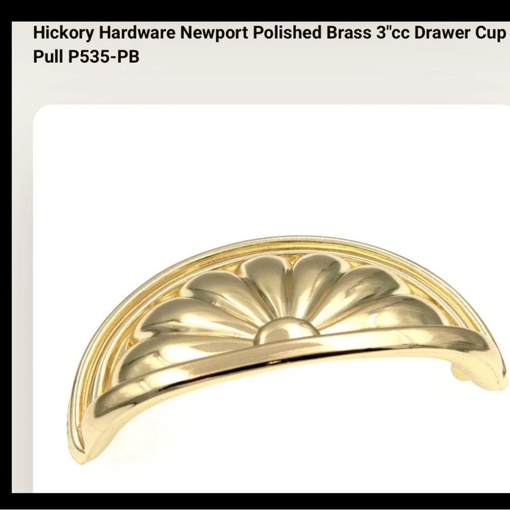 5 Belwith Newport  P535PB Polished Brass Cup Cabinet Pull USA 3” Center To Ctr